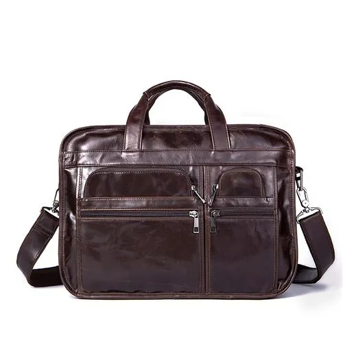 Men Designer Laptop Tote Shoulder Messenger Genuine Leather Bag