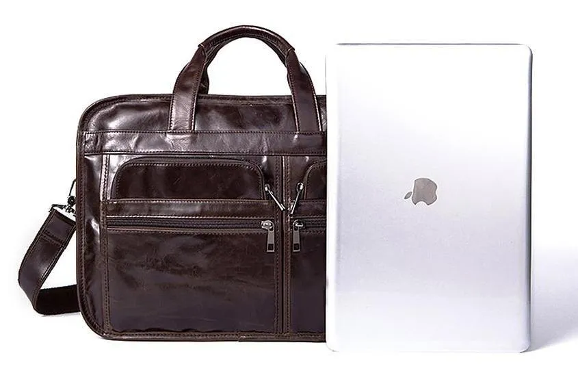 Men Designer Laptop Tote Shoulder Messenger Genuine Leather Bag