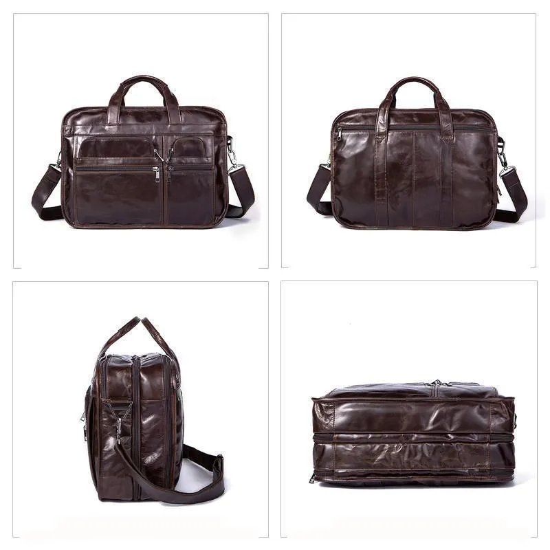 Men Designer Laptop Tote Shoulder Messenger Genuine Leather Bag