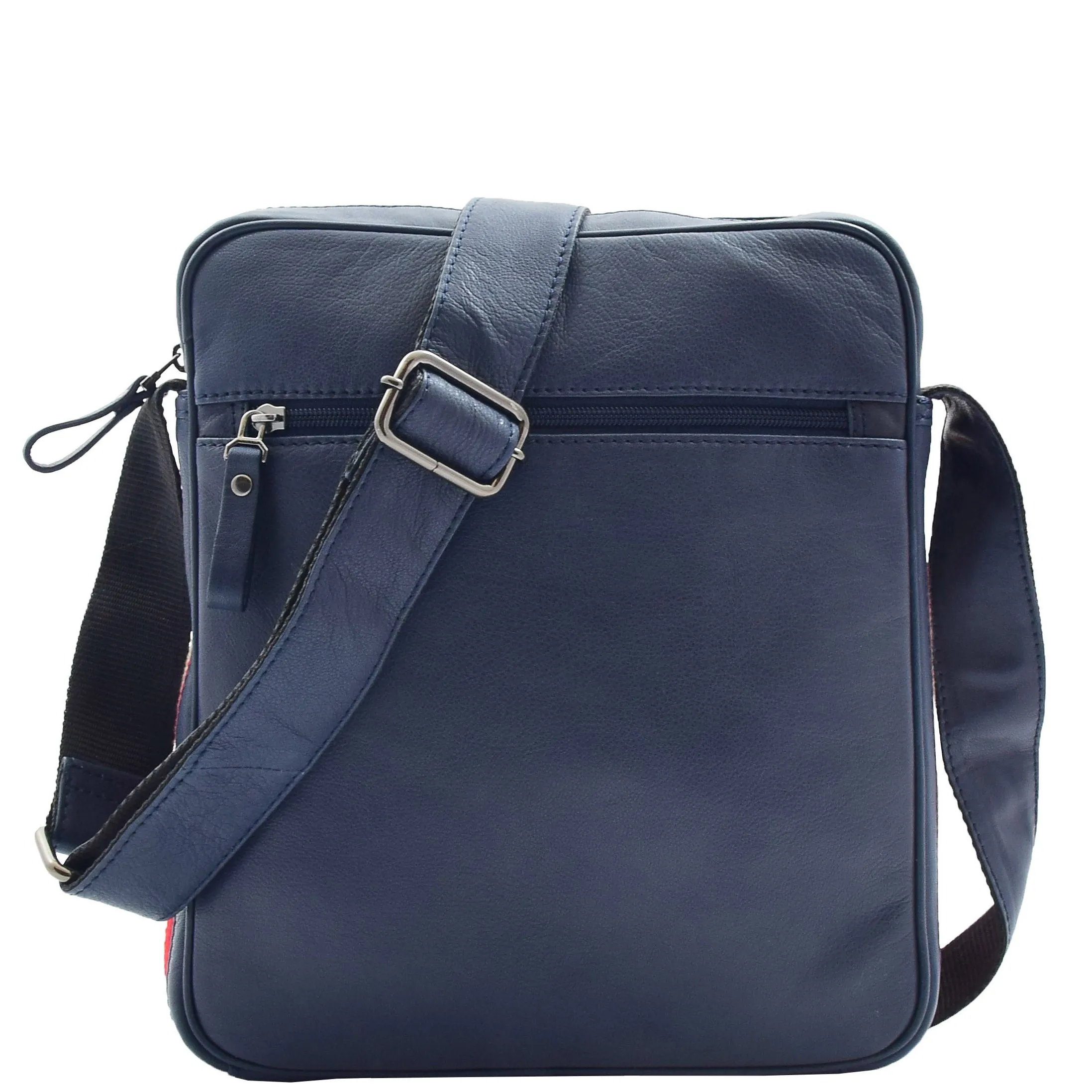 Mens Leather Cross Body Travel Flight Bag Aller Navy