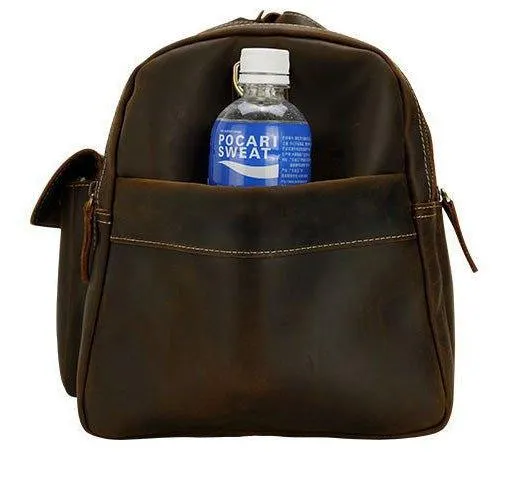Mens Leather Travel Bag with Zipper Pockets