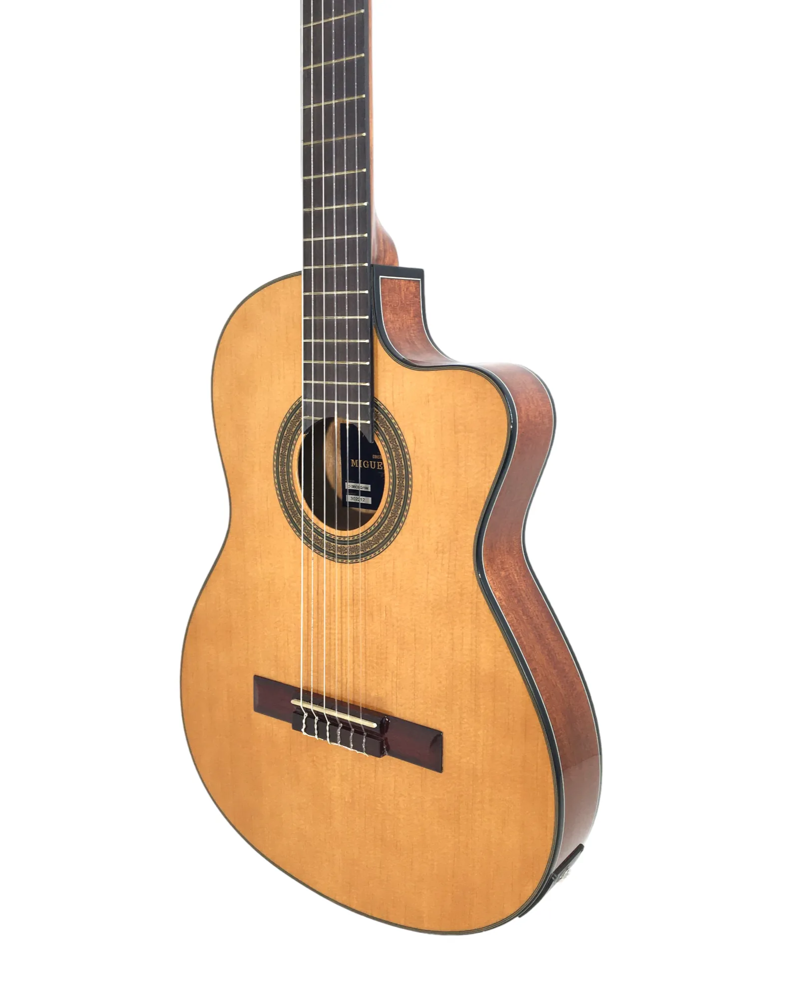 Miguel Rosales Solid Spruce Thin-Body Cutaway Built-In Pickup/Tuner Classical Guitar - Natural C3BCEQSM