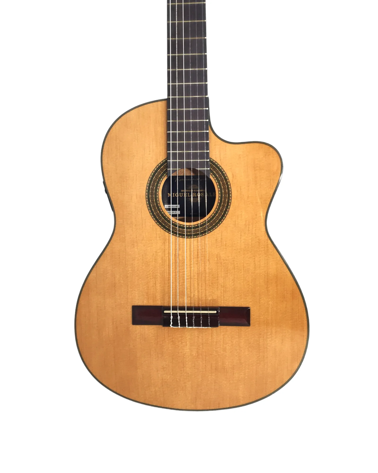 Miguel Rosales Solid Spruce Thin-Body Cutaway Built-In Pickup/Tuner Classical Guitar - Natural C3BCEQSM