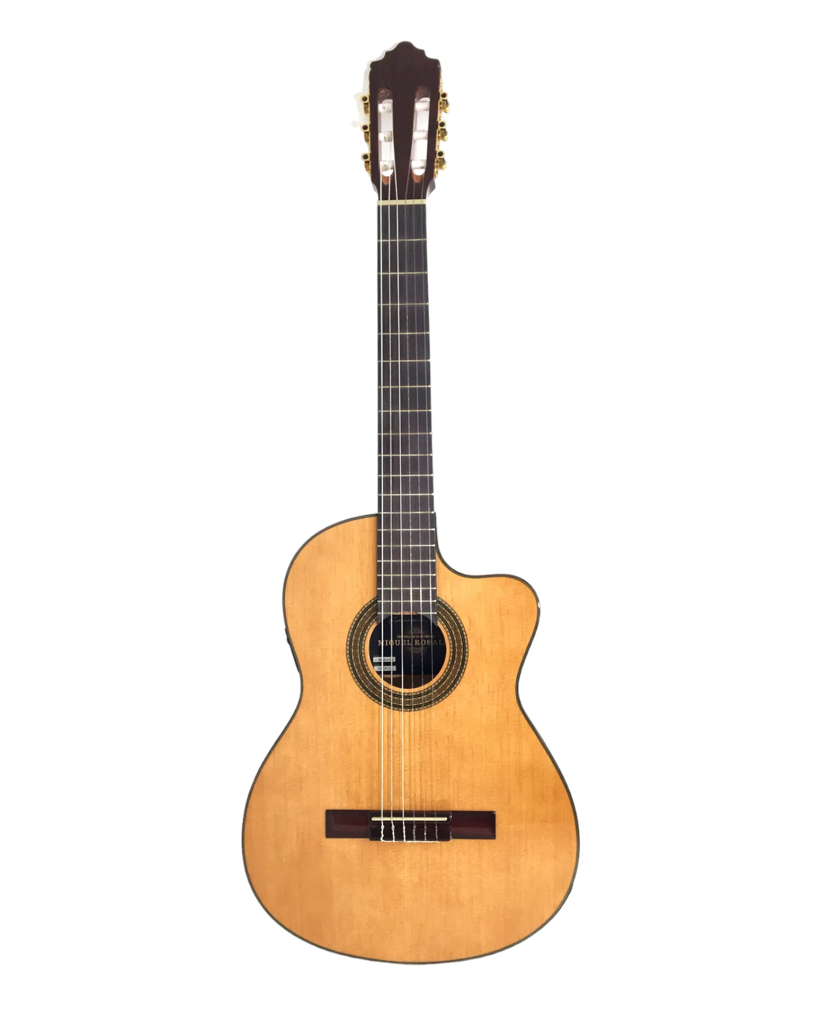 Miguel Rosales Solid Spruce Thin-Body Cutaway Built-In Pickup/Tuner Classical Guitar - Natural C3BCEQSM