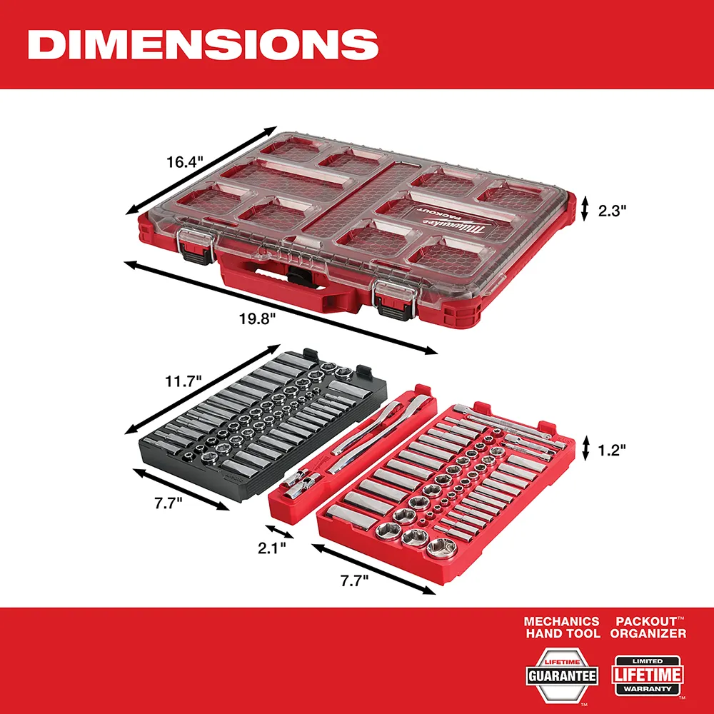 Milwaukee 1/4" - 3/8‚¬� 106pc Ratchet Socket Set with Pakout Case