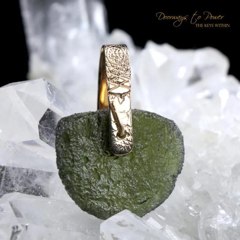 Moldavite Light Language Crystal Pendant 14k Ultra Rare