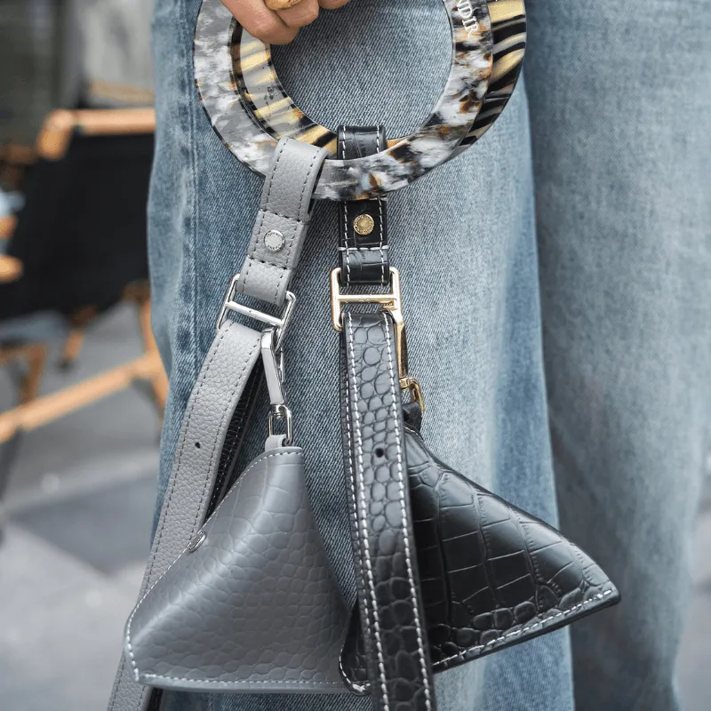 Moonstone Leather Poop Bag (Croc Side)