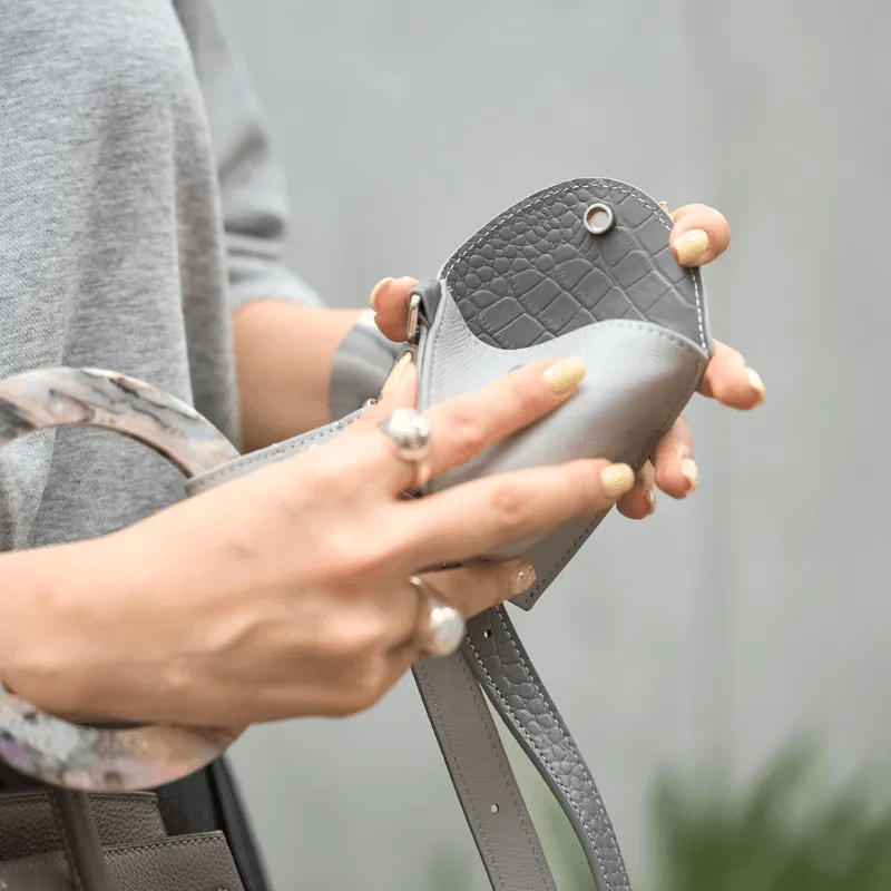 Moonstone Leather Poop Bag (Reversed Side)