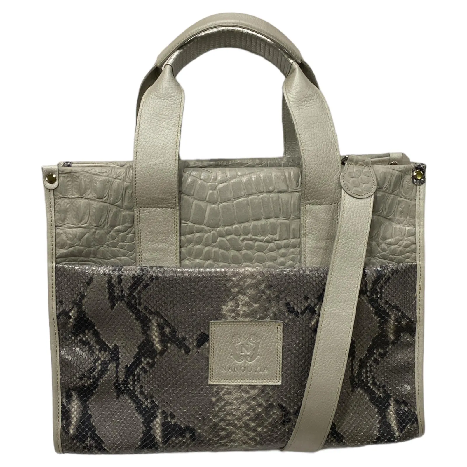 NANOUYIA L. GREY 3D LEATHER MULTISPACE MESSENGER