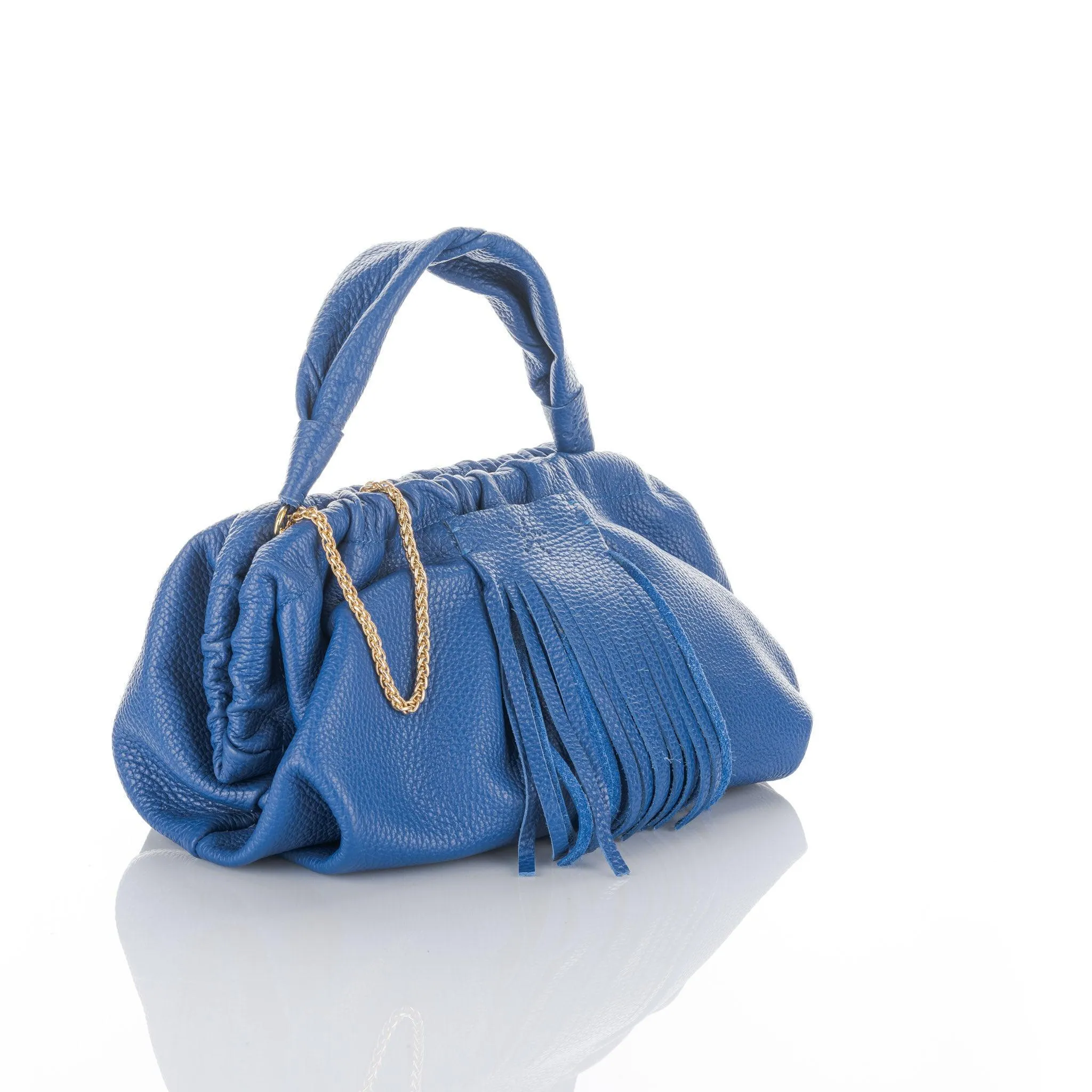 Natalia - Full Grain Leather Clutch Bag - Blue