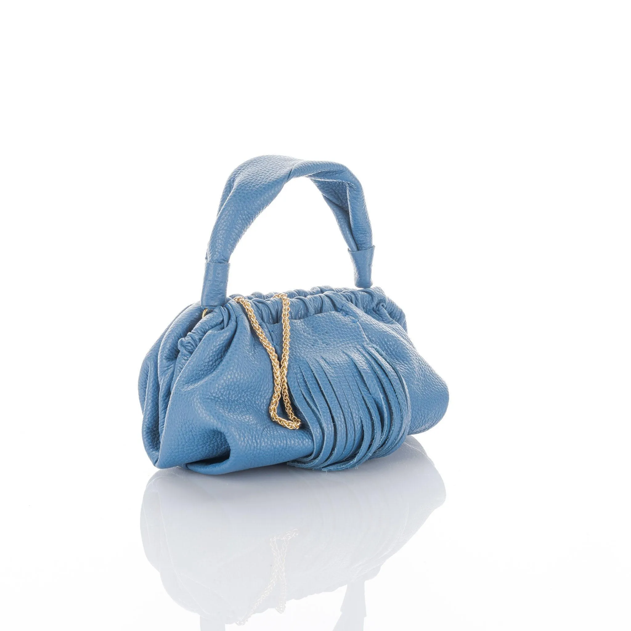 Natalia Mini - Full Grain Leather Clutch Bag - Cobalto Blue