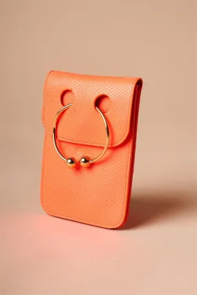 Neon Orange Python Ring Loop Crossbody Bag /1 Piece