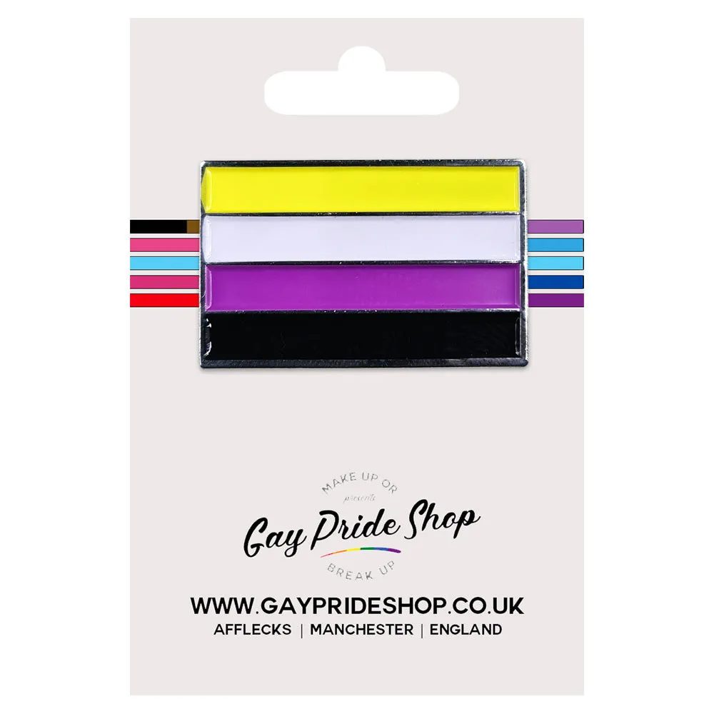 Non Binary Pride Silver Metal Rectangle Lapel Pin Badge
