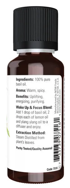 Now Essential Oil Basil 1oz