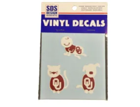 Oklahoma Sooners SDS Design Pets and Baby Maroon Vinyl Decals 1.5" x 1.5"