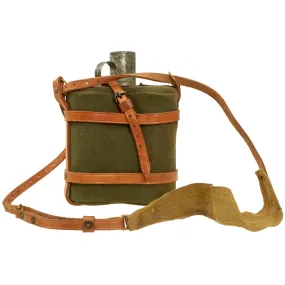 Original Australian WWI Large Medic Water Bottle Canteen in Leather Carrier