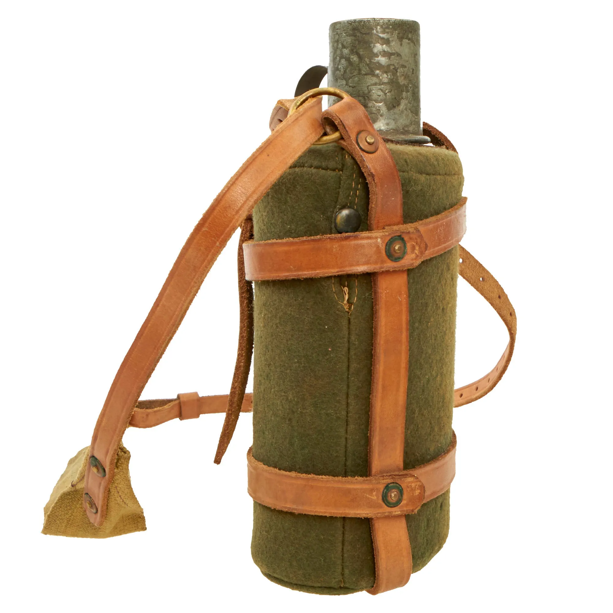 Original Australian WWI Large Medic Water Bottle Canteen in Leather Carrier