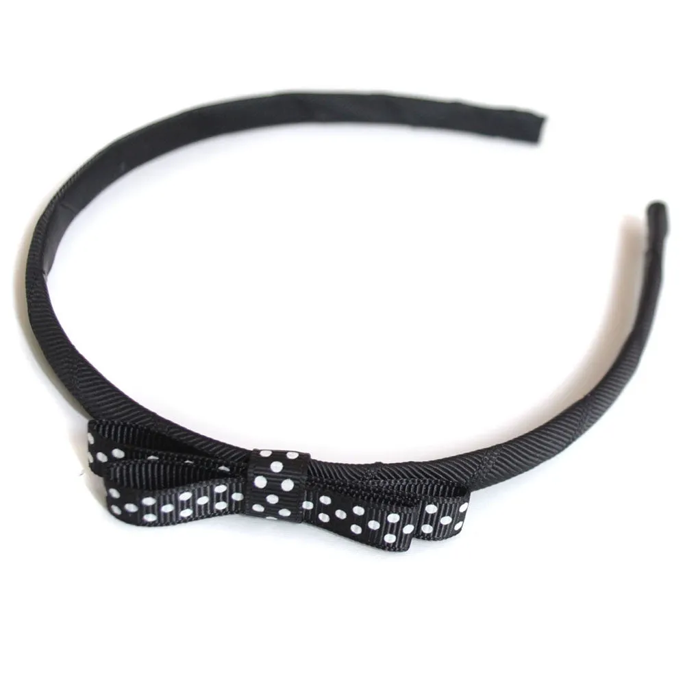 Pack of 10 Teeny Tiny Headband for School or Everyday - Plain, Gingham & Dot Ribbon
