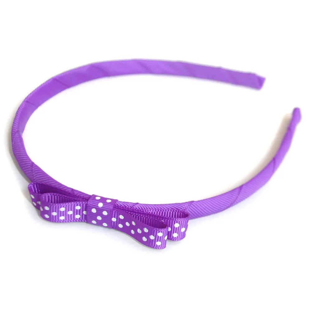 Pack of 10 Teeny Tiny Headband for School or Everyday - Plain, Gingham & Dot Ribbon