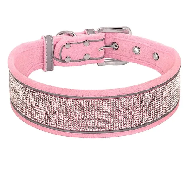 PetAffairs Reflective Rhinestone Pet Collar for Dogs
