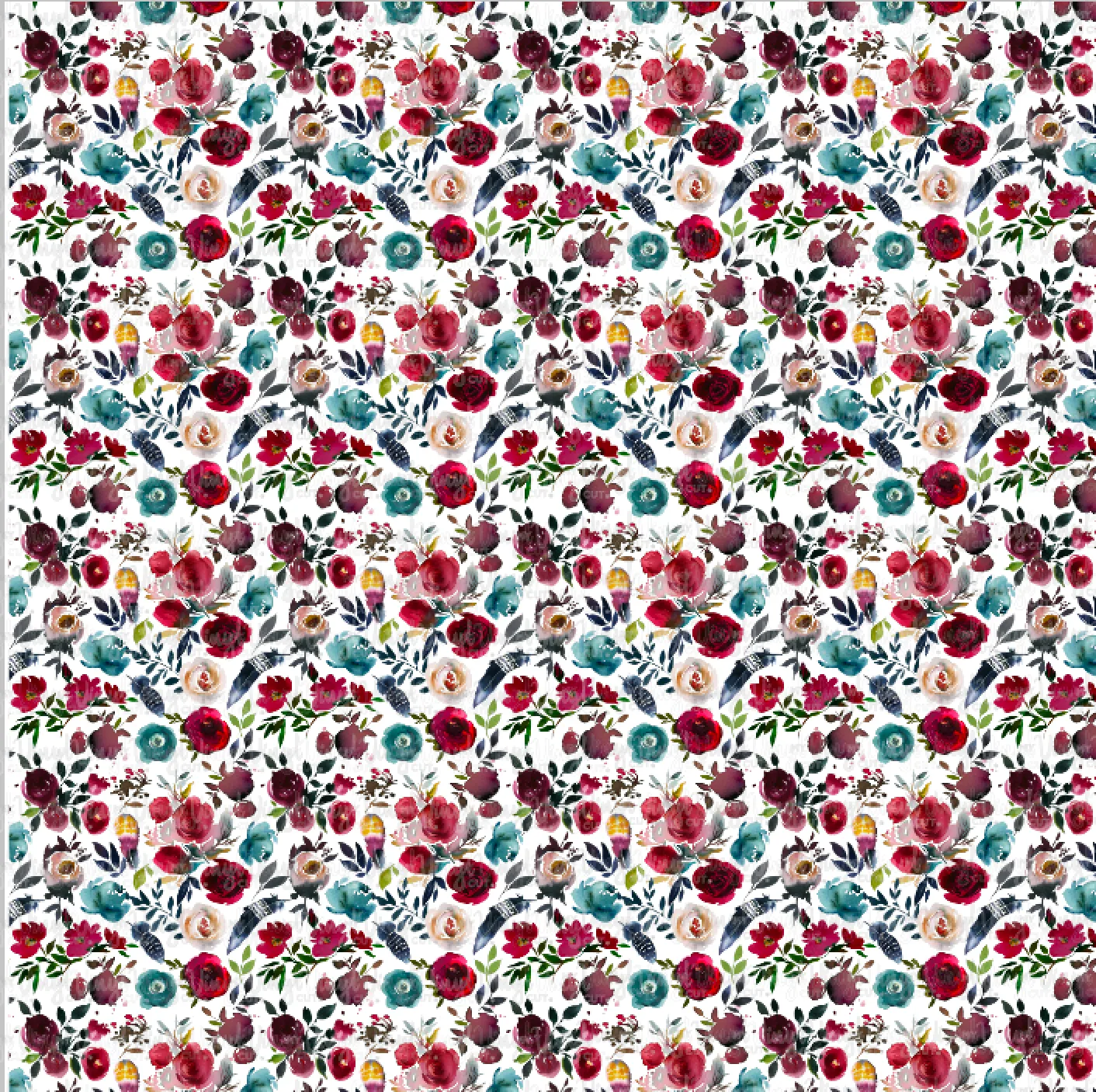 Printed HTV Feathers & Flowers Patterned Heat Transfer Vinyl 12 x 12 inch sheet