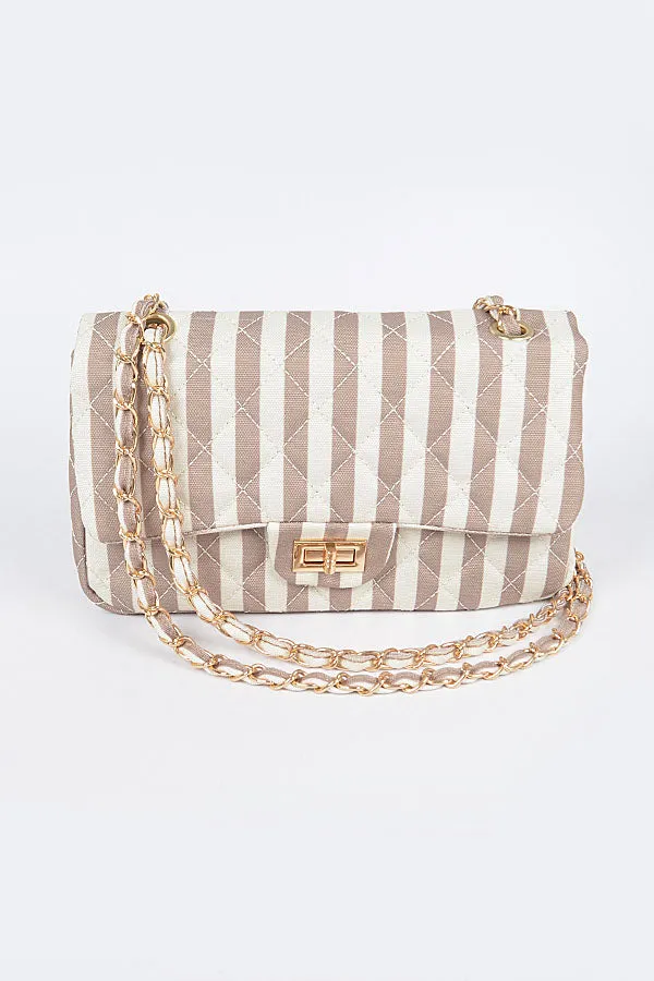 Quilted Stripe Shoulder Clutch