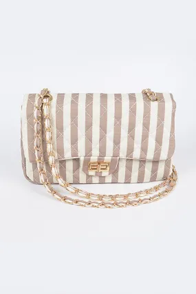 Quilted Stripe Shoulder Clutch