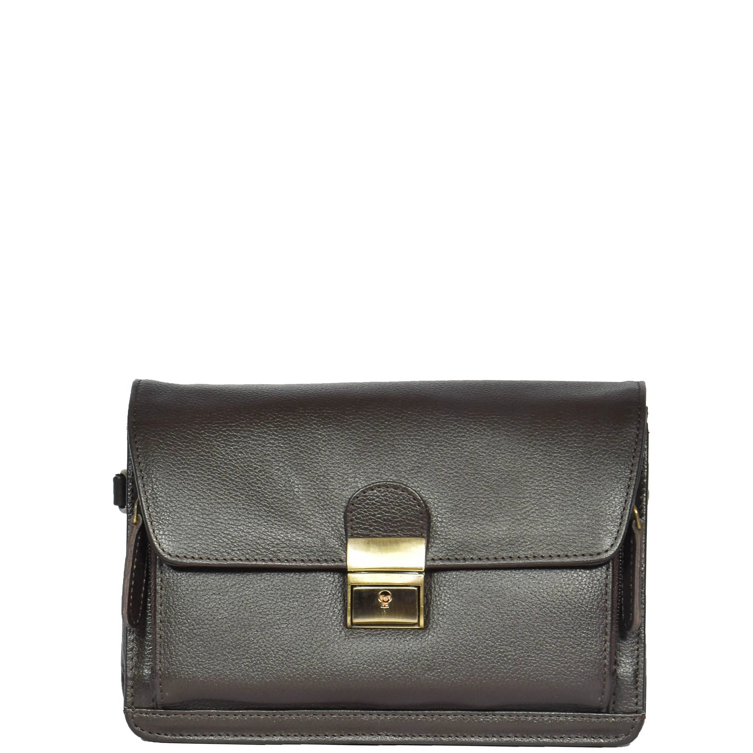 Real Leather Wrist Pouch Organiser Clutch Bag A853  Brown