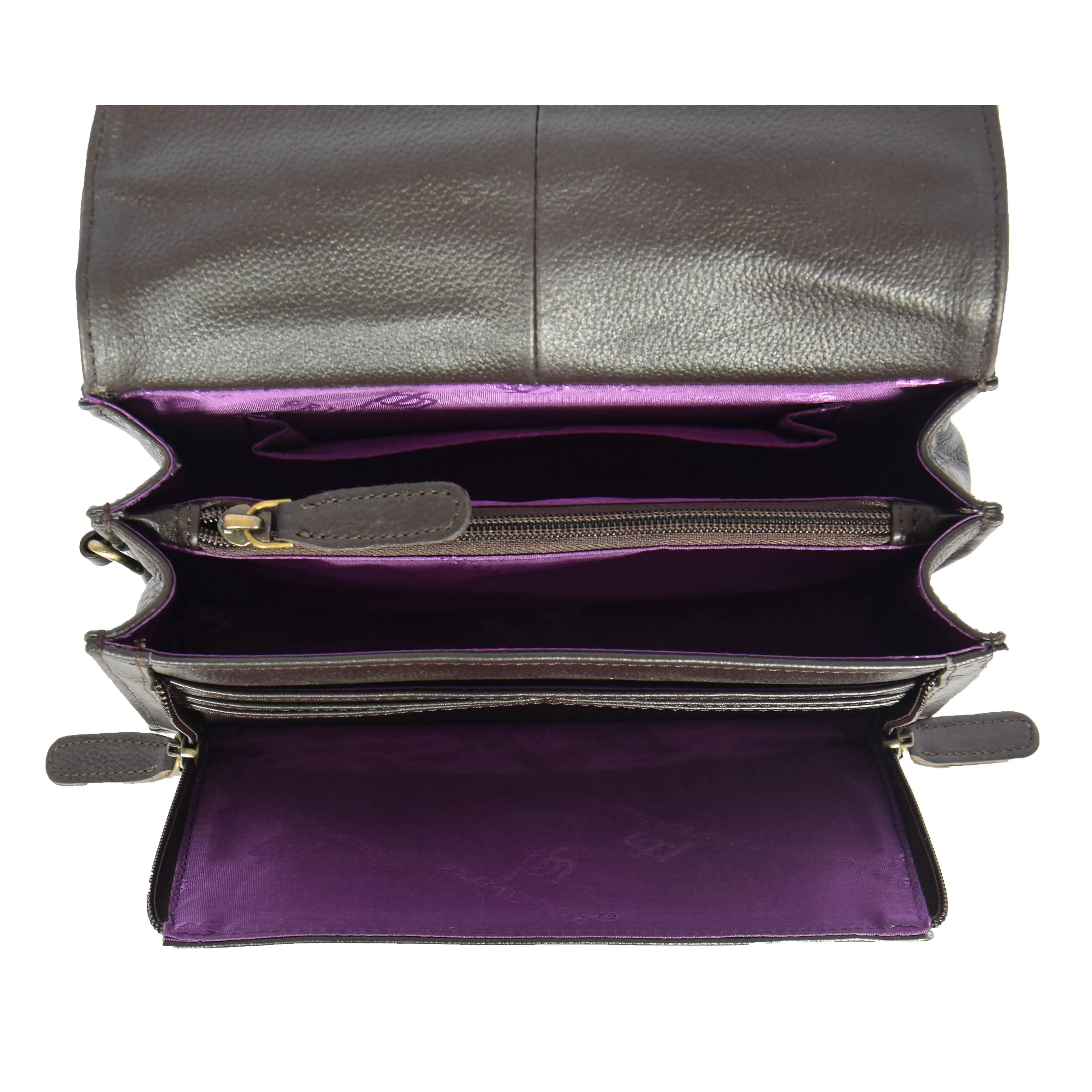 Real Leather Wrist Pouch Organiser Clutch Bag A853  Brown