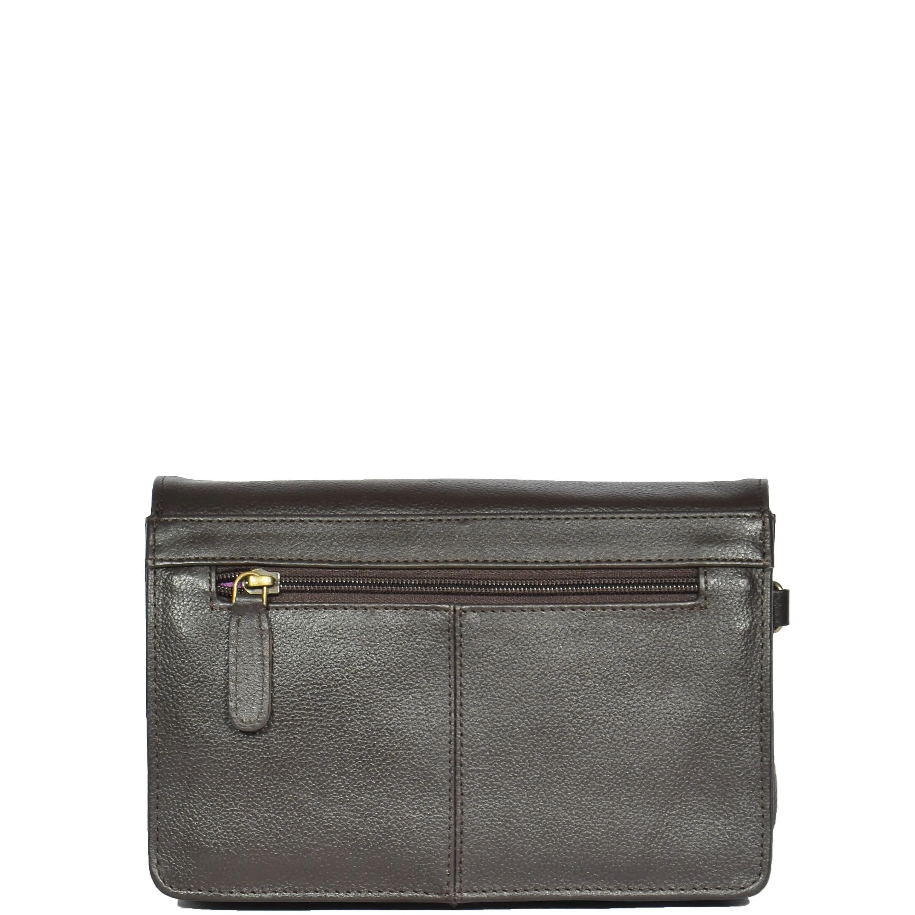 Real Leather Wrist Pouch Organiser Clutch Bag A853  Brown