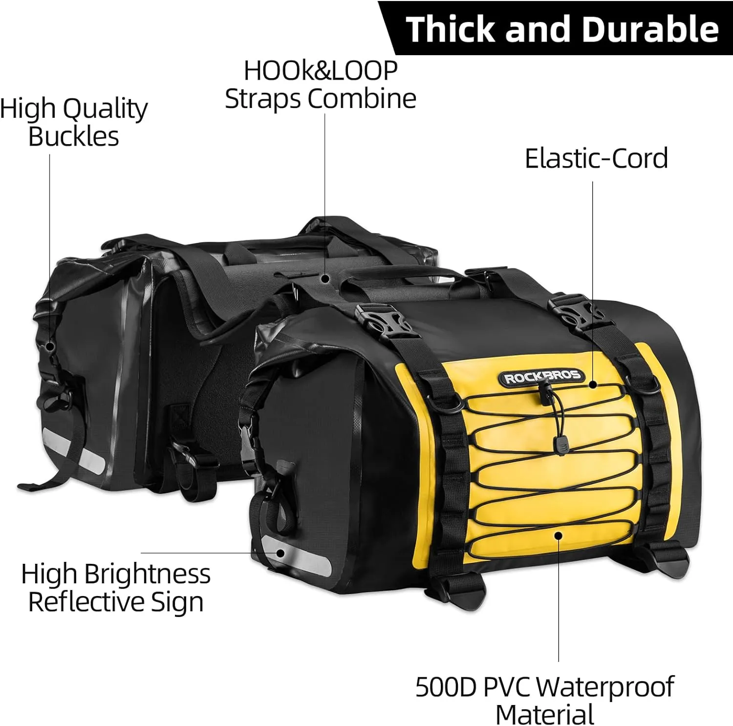 ROCKBROS 60L Waterproof Motorcycle Saddle Bags Durable Removable 2 PCS