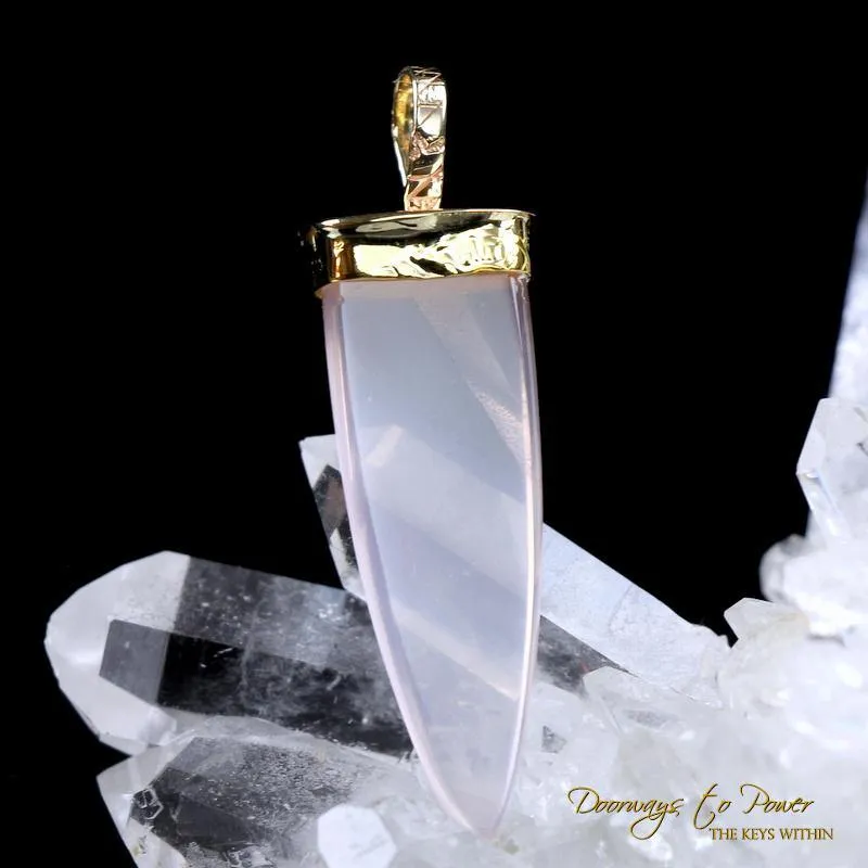 Rose Quartz Light Language Crystal Pendant ™ 22k Gold