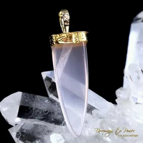 Rose Quartz Light Language Crystal Pendant ™ 22k Gold