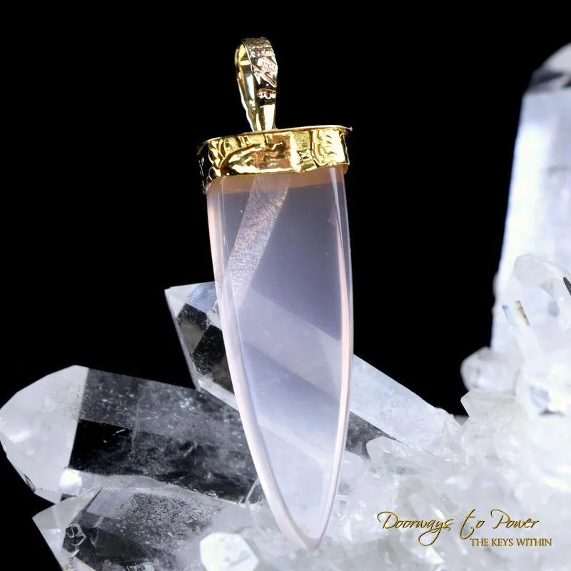 Rose Quartz Light Language Crystal Pendant ™ 22k Gold