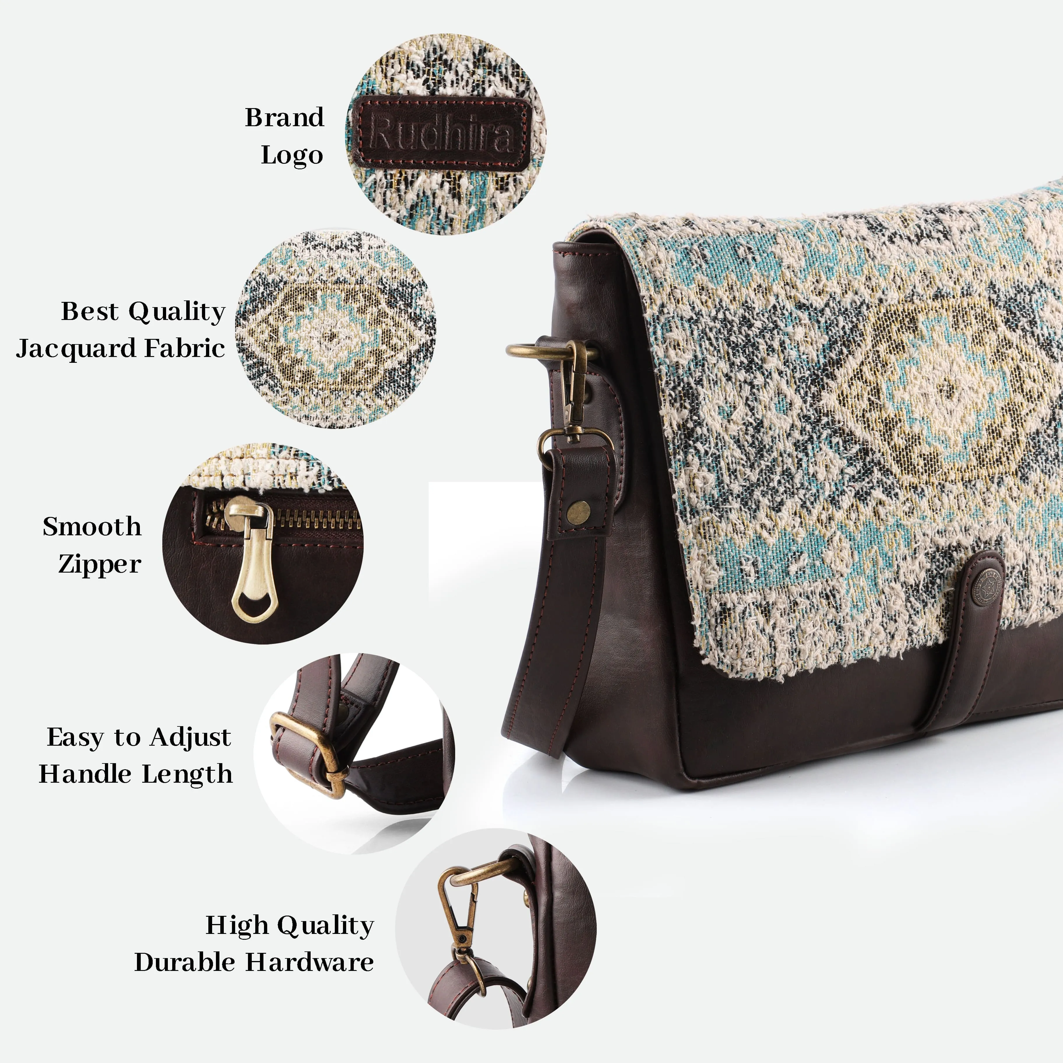 Rudhira Brid's Eye Print crossbody Messenger bag