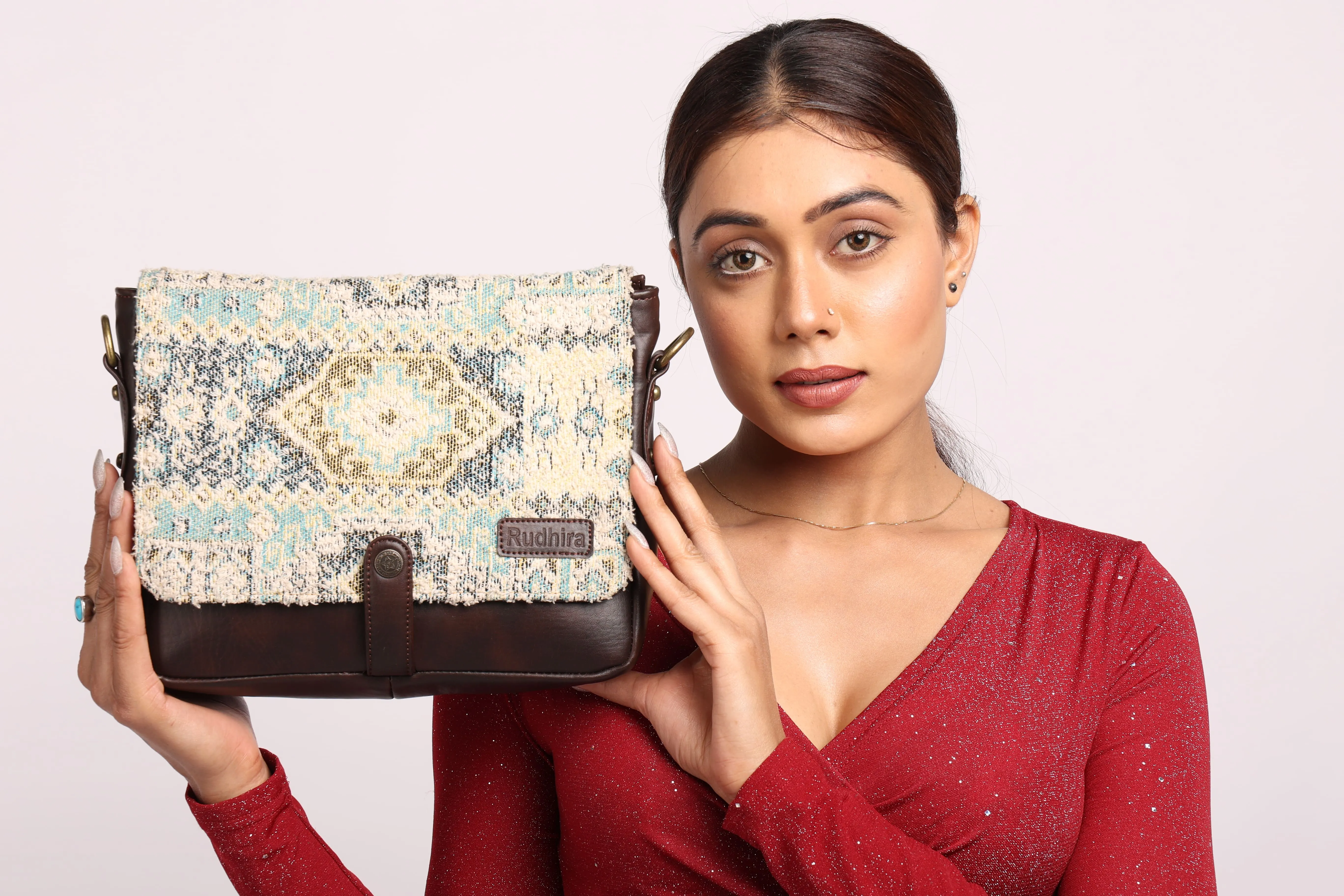 Rudhira Brid's Eye Print crossbody Messenger bag