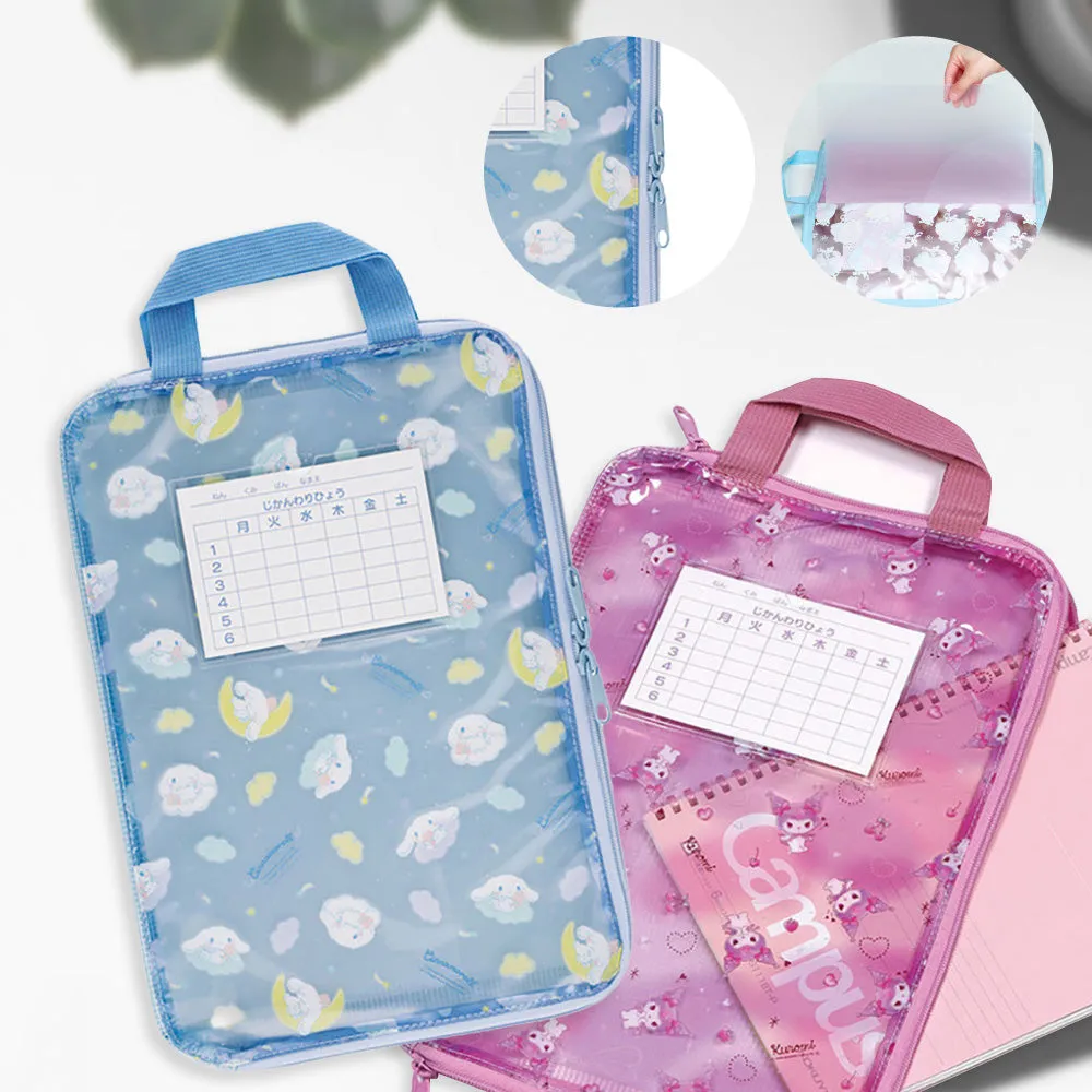 Sanrio partition communication bag course bag A4 zipper elementary school name timetable character skater zrf1 Lianle bag elementary school student handle zipper box school bag