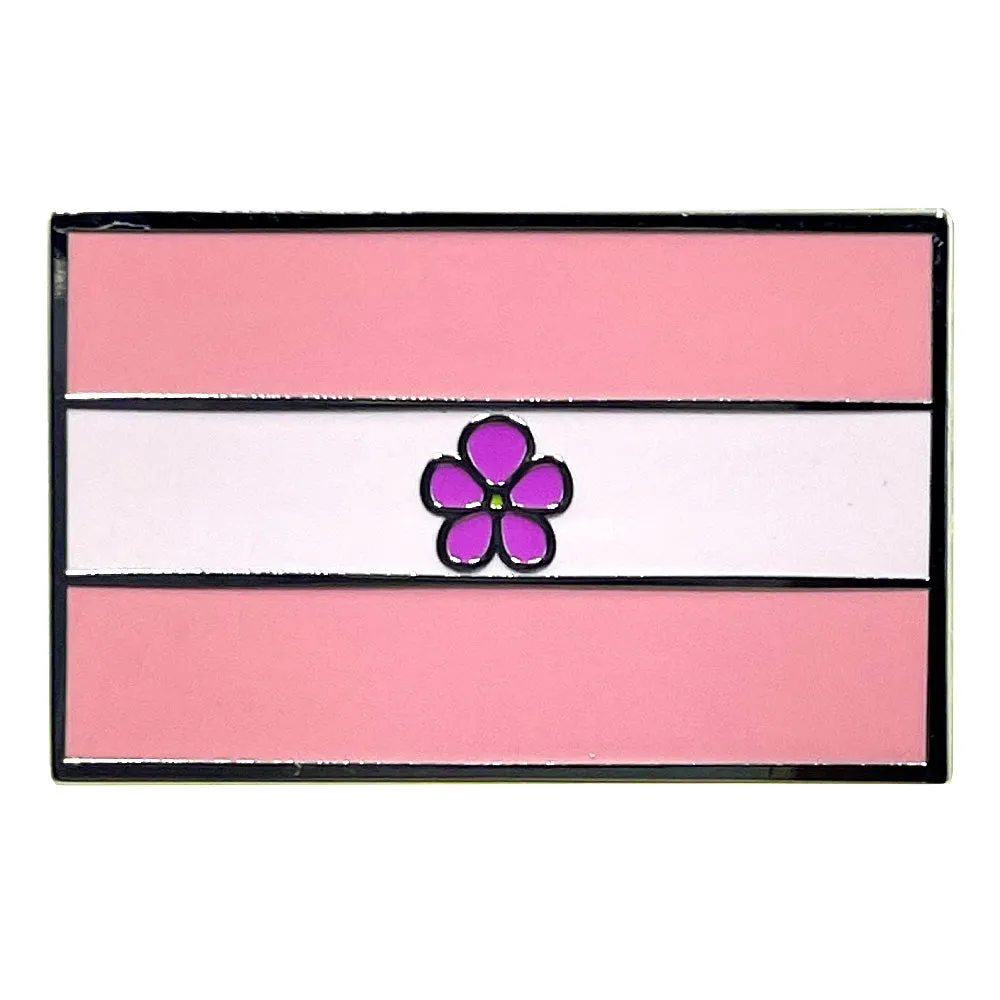 Sapphic Pride Silver Metal Rectangle Lapel Pin Badge
