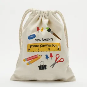 School Survival Kit Custom Drawstring Sack