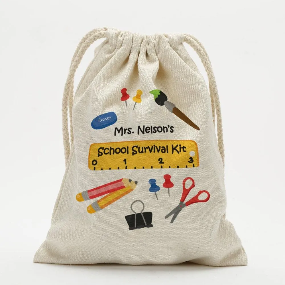 School Survival Kit Custom Drawstring Sack