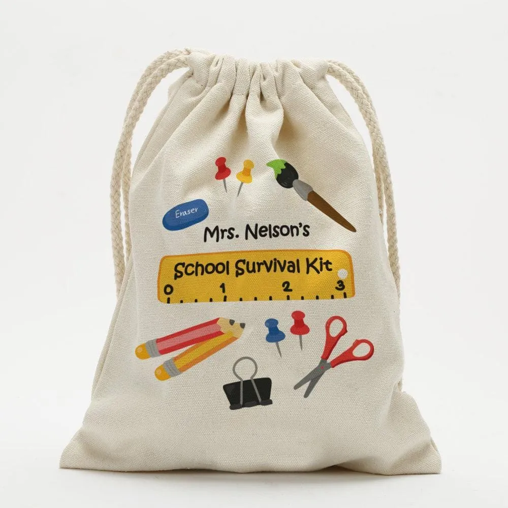 School Survival Kit Custom Drawstring Sack