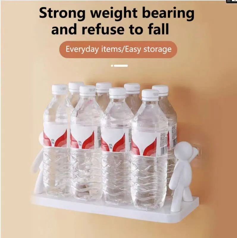 TASMAX floating shelf, wall mounted for bathroom rack self adhesive for storage shelf bathroom organizer without drill PACK OF 1 | Polypropylene, White