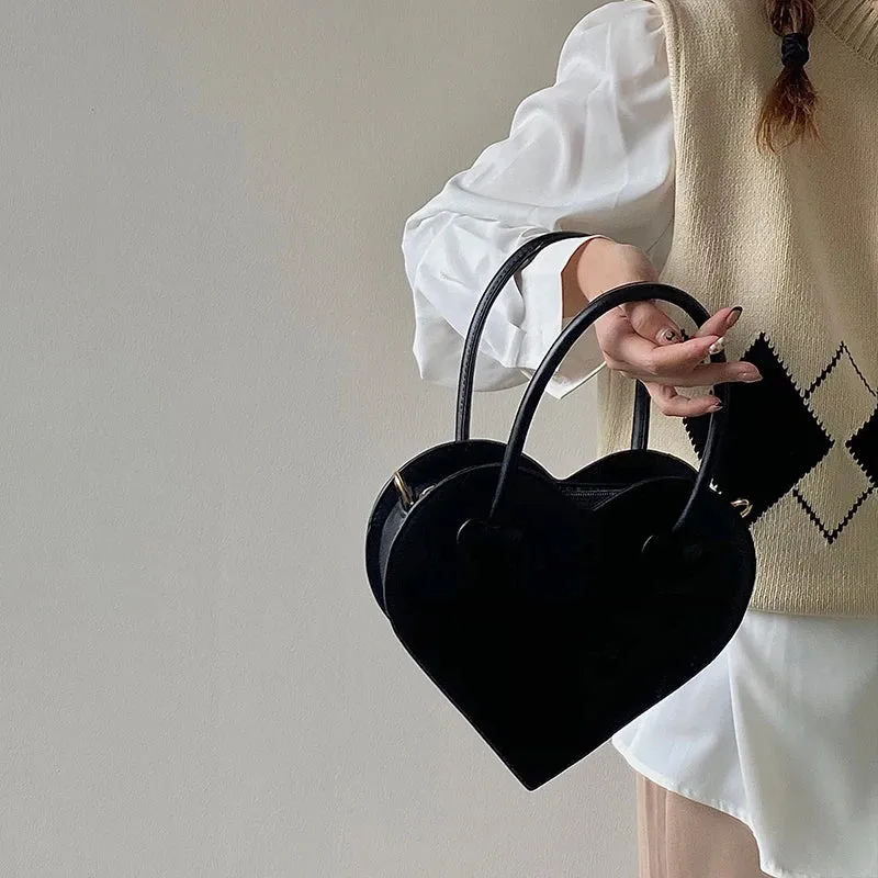 TAVIMART  -  Fashion Design Women's Shoulder Bag Vintage Cool Girls Love Heart Handbags Retro Female Black Small Tote Purse Messenger Bags