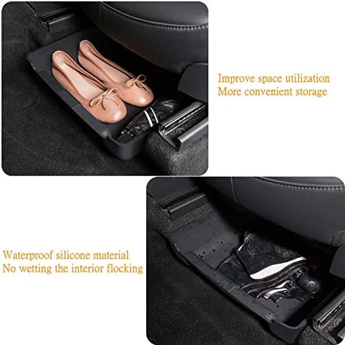 Tesla Model Y Under Seat Storage Box Organizer Silicone Hidden Tray 2020 thru 2022 (One Piece)