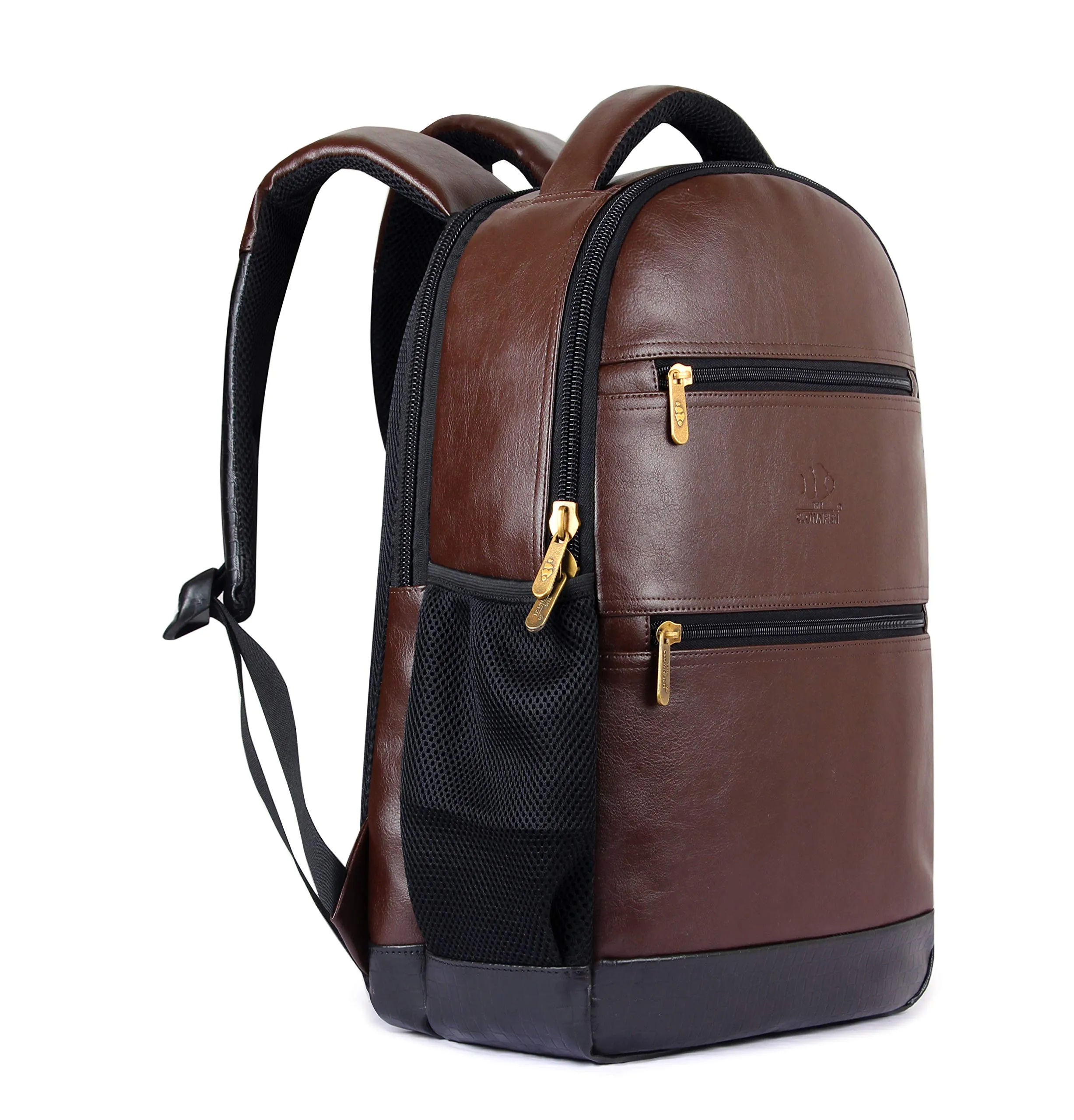 THE CLOWNFISH Jovial 27 litres Faux Leather 15.6 inch Laptop Backpack | Laptop Bag | Travel Backpack | Casual Backpack | School Bag (Brown)