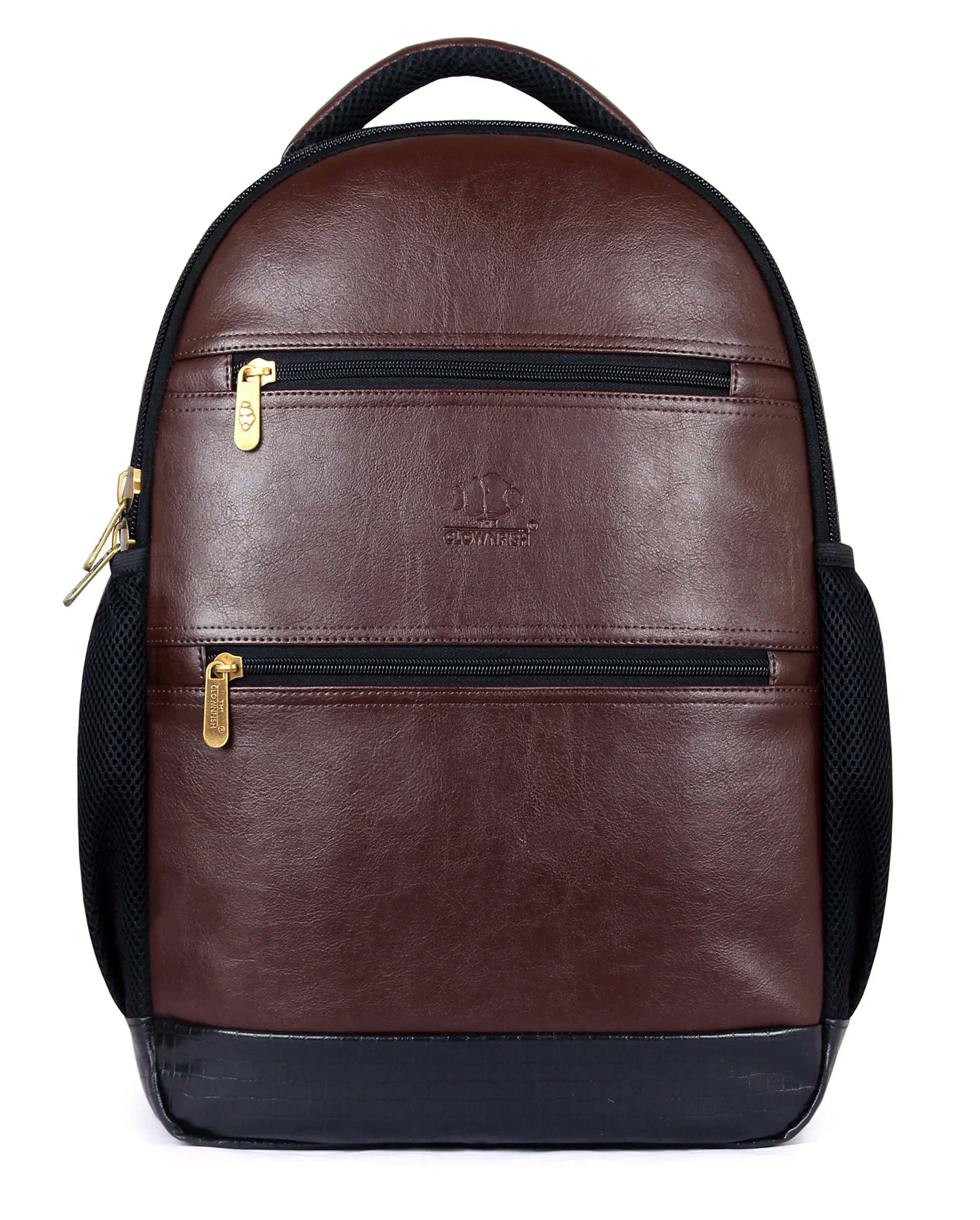THE CLOWNFISH Jovial 27 litres Faux Leather 15.6 inch Laptop Backpack | Laptop Bag | Travel Backpack | Casual Backpack | School Bag (Brown)