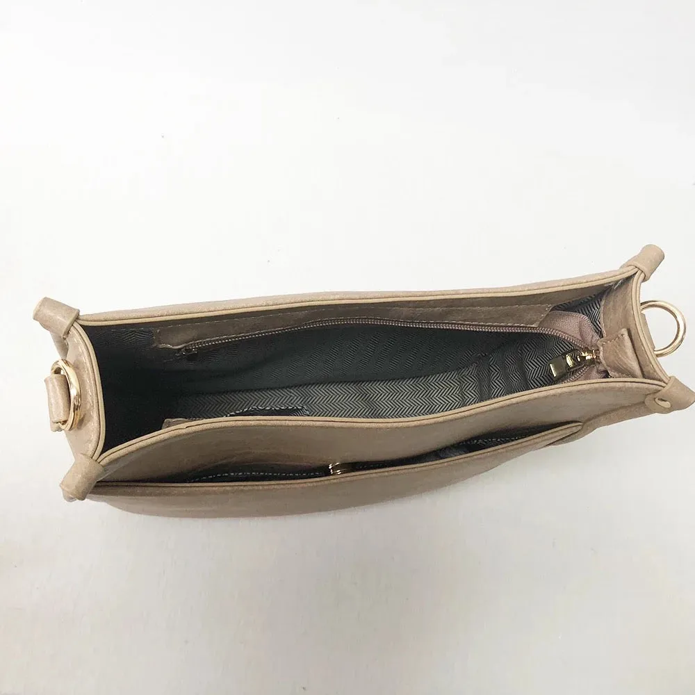 Vegan Leather Messenger Bag w/ Multi Abstract Strap - Assorted Colors