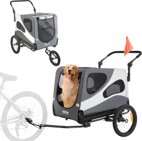 Vevor Dog Bike Trailer 100 lbs. Capacity 2-in-1 Pet Bicycle Stroller Folding Black/Gray New
