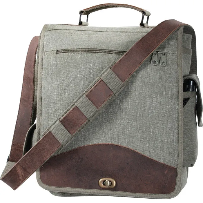 Vintage Olive Drab - Vintage Canvas M-51 Engineers Field Journey Bag with Leather Accents