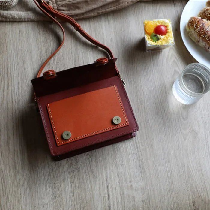 Vintage Women's Genuine Leather Crossbody Satchel Purse Handbags For Women